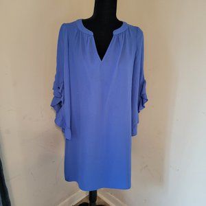 Nine West Blue Ruffled Sleeves Dress